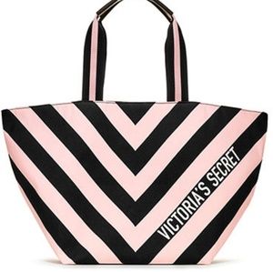 Vs pink striped tote bag purse